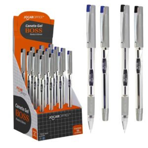 Caneta Gel Boss 0.55 Azul e Preta LEO E LEO - Display 16 UND