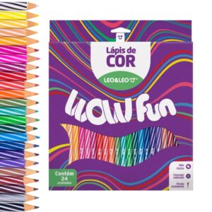 Lápis de Cor WOW 24 Cores Redondo - LEO E LEO - BLISTER