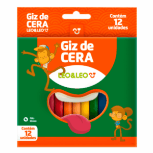 Giz De Cera 12 Cores Fino 8x88m - LEO E LEO - BLISTER
