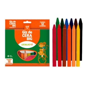 Giz De Cera 12 Cores Grosso 10x100mm - LEO E LEO - BLISTER