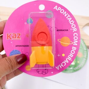 Apontador c/ Borracha Foguete KAZ - PACOTE 6 UND