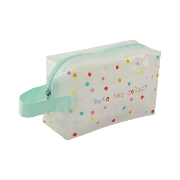 Necessaire Bauzinho Transparente Verde "BORA SER FELIZ?" 20x8x12cm - FLORIE - UND