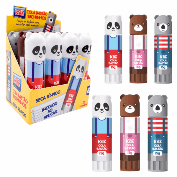 Cola Bastão 15g Bichinhos KAZ - KIT 4 UND