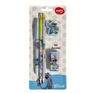 Kit Escolar Stitch Azul 5 Peças MOLIN - BLISTER