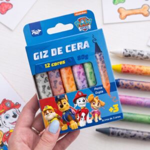 Giz de Cera Ponta Dupla 12 Cores Patrulha Canina Nickelodeon - DAC