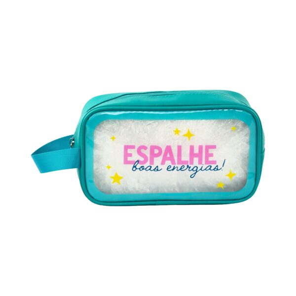 Necessaire Transparente Verde "ESPALHE BOAS ENERGIAS" 23x7x13cm - FLORIE - UND