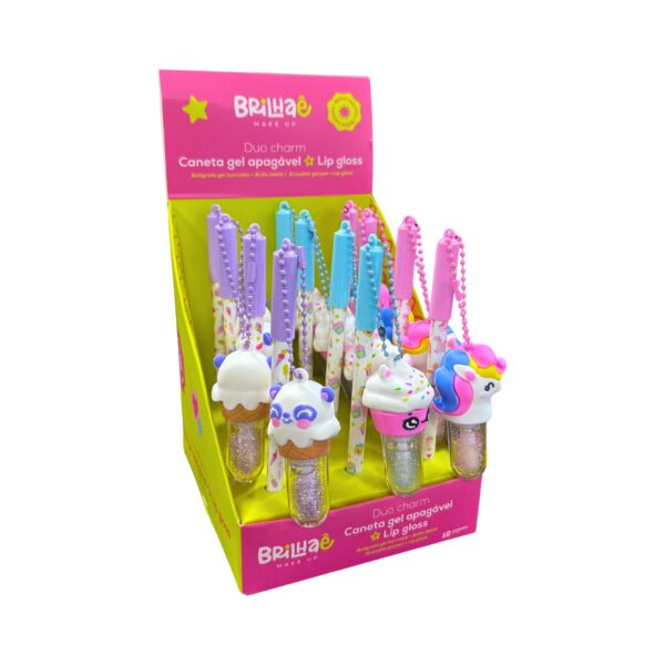 Make Caneta Gel Apagável + Lip Gloss Duo Charm - BRILHAE - UND