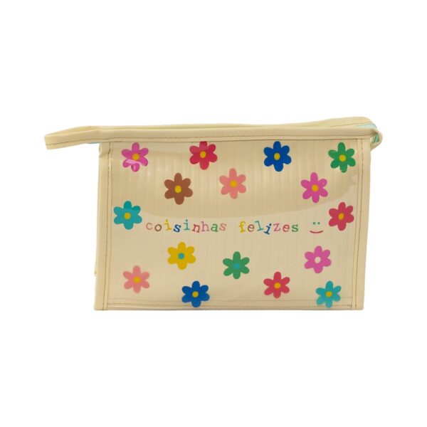Necessaire Emborrachada Amarelo "COISINHAS FELIZES" 23x6x16cm - FLORIE - UND