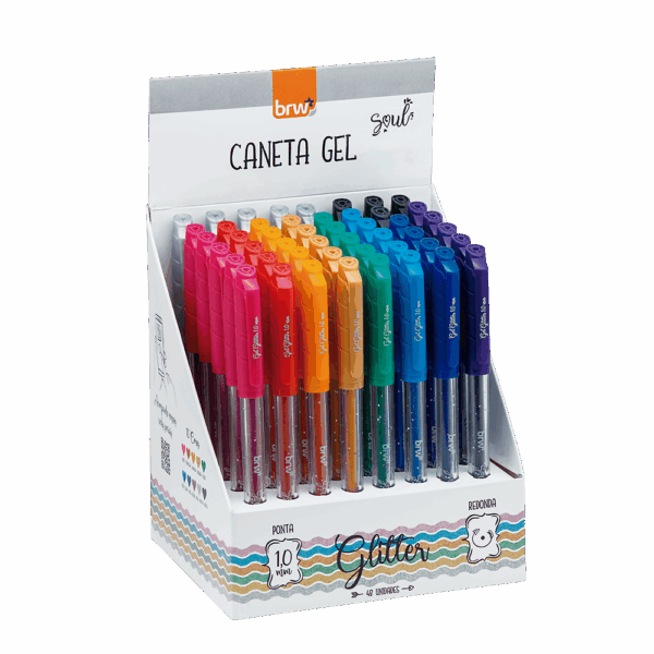 Caneta Esferográfica Gel Glitter 1.0mm Cores  - BRW - UND