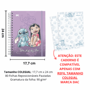 Caderno Smart Colegial Lilo e Stitch 80 fls - DAC