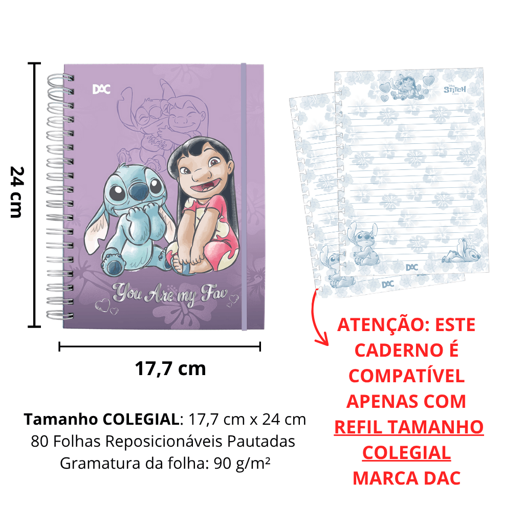 Caderno Smart Colegial Lilo e Stitch 80 fls - DAC