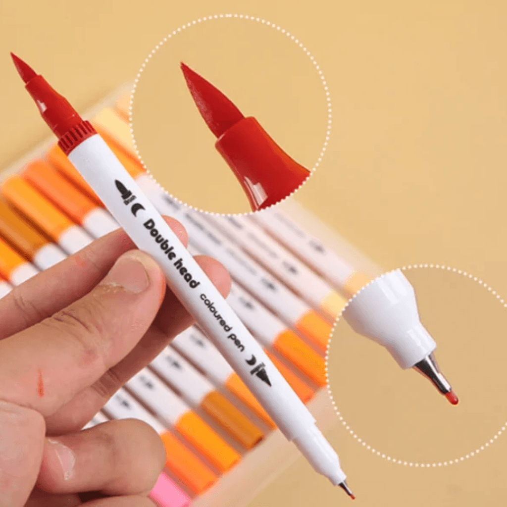 Caneta BRUSH + FINE LINER Marcador Ponta Dupla - BLISTER 12 UND