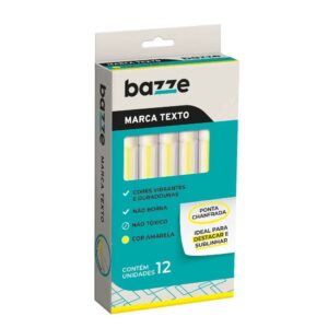 Marca Texto Chanfrado Amarelo - TRIS BAZZE - CX 12 UND