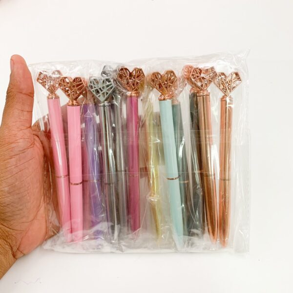 Caneta Premium Metálica Coração - PACOTE 12 UND