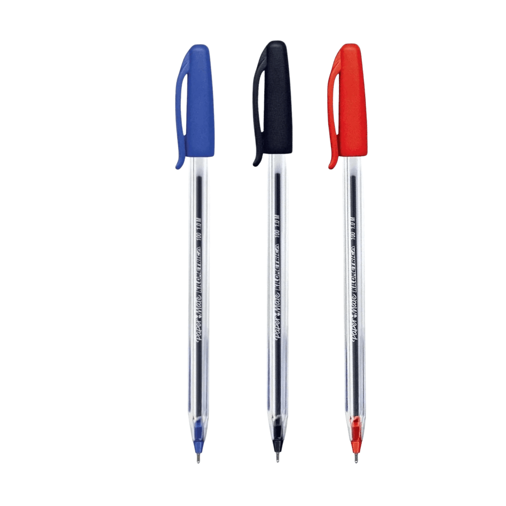 Caneta Kilométrica 100 1.0 mm AZ/PT/VM - PAPER MATE - BLISTER 3 UND