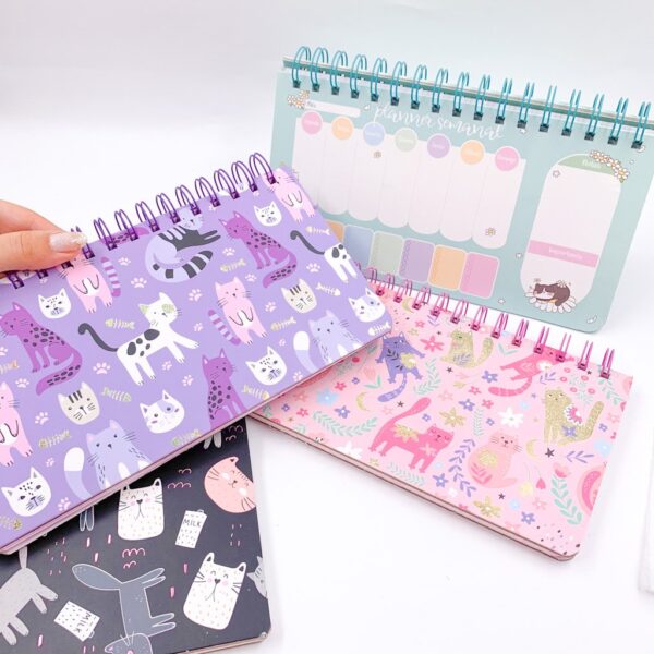 Planner de Mesa com Espiral Gatinhos 23,2x12,2cm