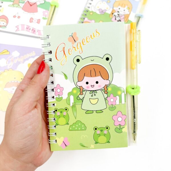 Mini Caderno Espiral Menininhas c/ Caneta