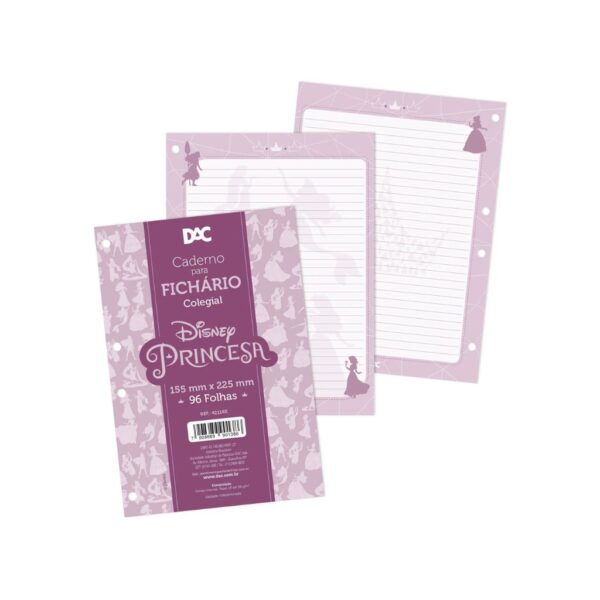 Refil de Folhas para Fichário Colegial Princesas Disney 96 Fls - DAC