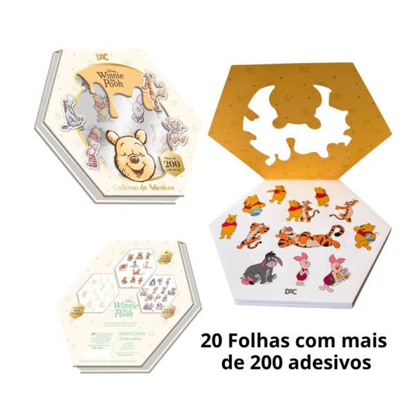 Caderno de Adesivos 20 Fls com 200 Adesivos Ursinho Pooh Disney - DAC