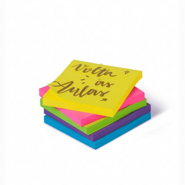 Bloco de Recados Autoadesivo 76x76mm Neon Lyke