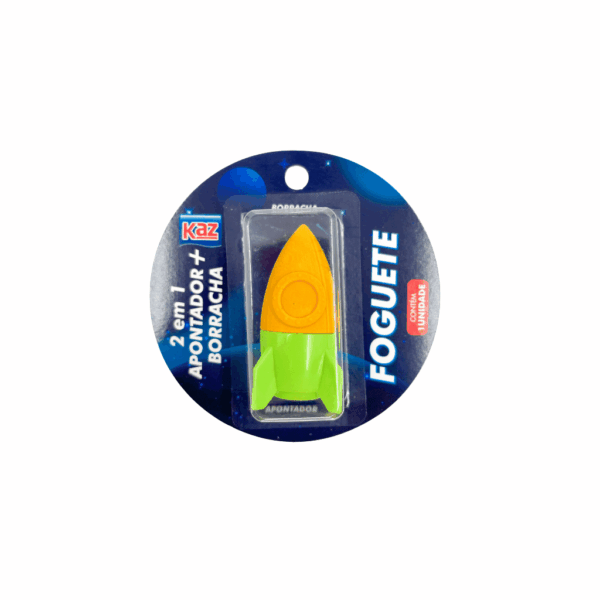 Apontador c/ Borracha Foguete KAZ - PACOTE 6 UND