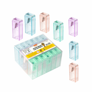 Apontador Plástico Retangular c/ Depósito Pastel - BRW - CX 24 UND