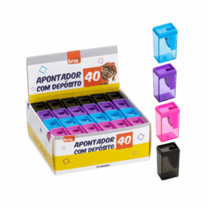Apontador Plástico c/ Depósito 40 mm - BRW - CX 24UN