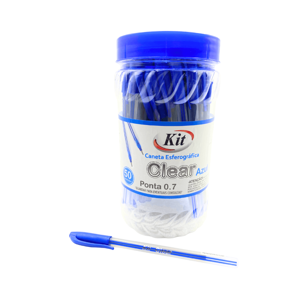 Caneta Clear 0.7mm Azul - KIT OFICIAL - CX 50 UND