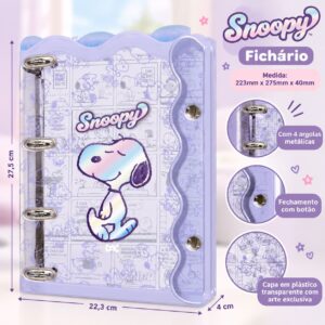 Fichário Universitário PVC Cristal Snoopy 192 Fls - DAC