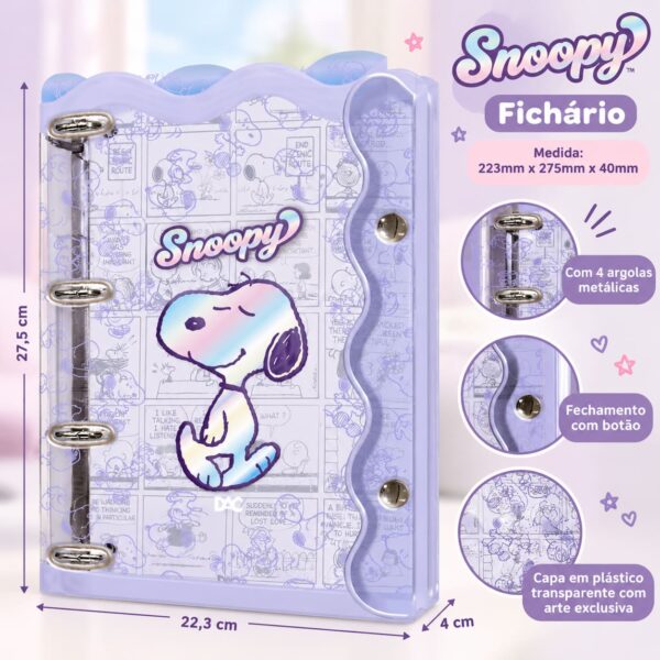 Fichário Universitário PVC Cristal Snoopy 192 Fls - DAC