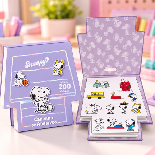 Caderno de Adesivos 20 Fls com 200 Adesivos Snoopy - DAC