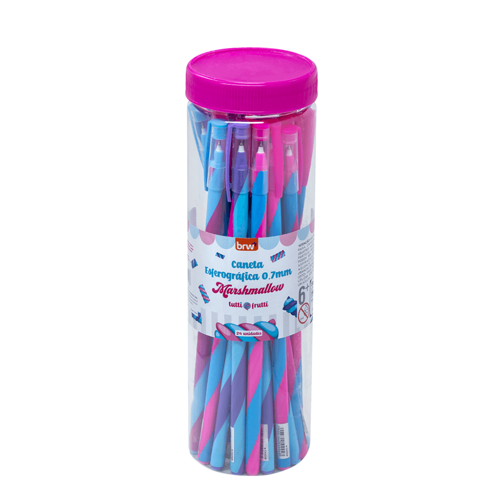 Caneta Esferográfica 0.7 mm Marshmallow - BRW - POTE C/ 24 UND
