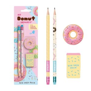 Kit Escolar Donut 4 Peças - LEO E LEO - BLISTER