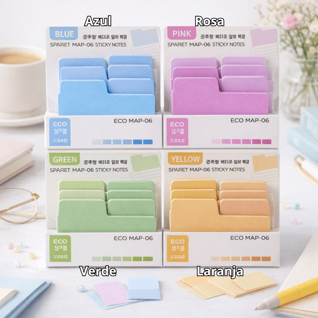 Bloco de Notas Adesivado Marcador de Páginas COLOR 85x65mm 120 Fls - IMPORTADO - UND