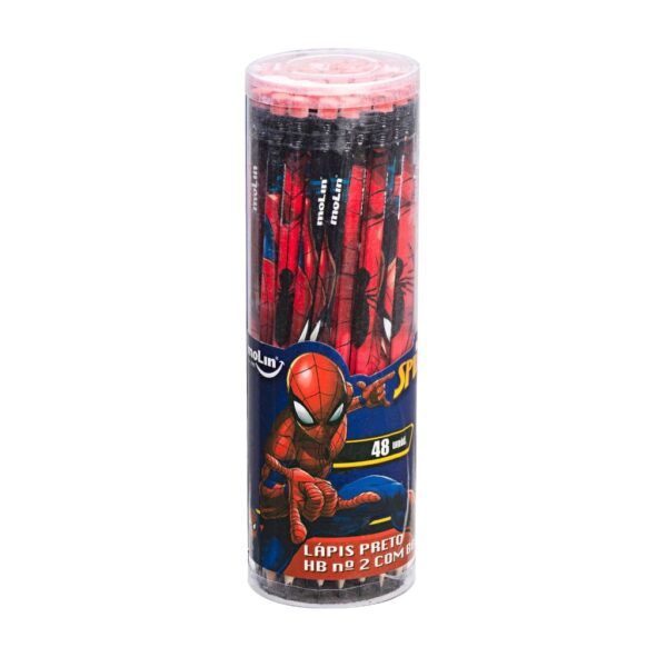 Lápis Preto HB c/ Borracha Homem Aranha MOLIN - Pacote 12 UND