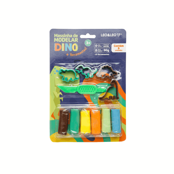 Kit Massinha de Modelar 6 Cores Dino LEO E LEO - BLISTER