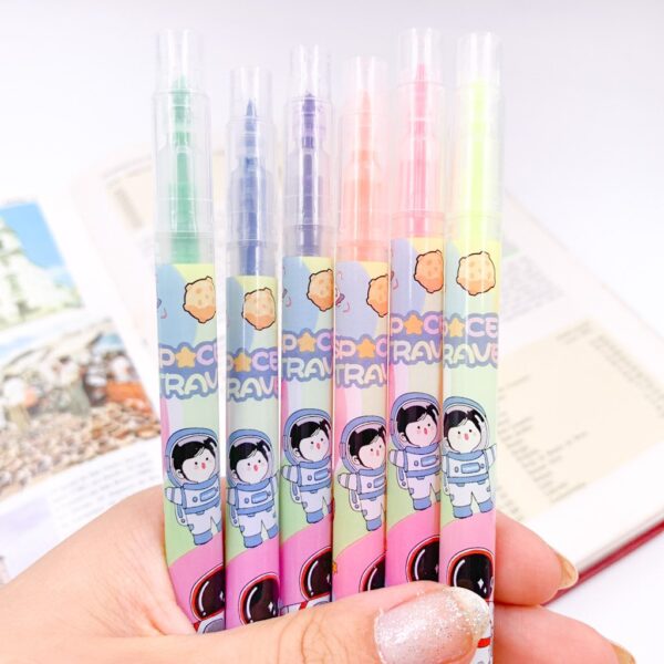 Marca Texto Neon 2 Pontas Astronauta - Blister 6 Und