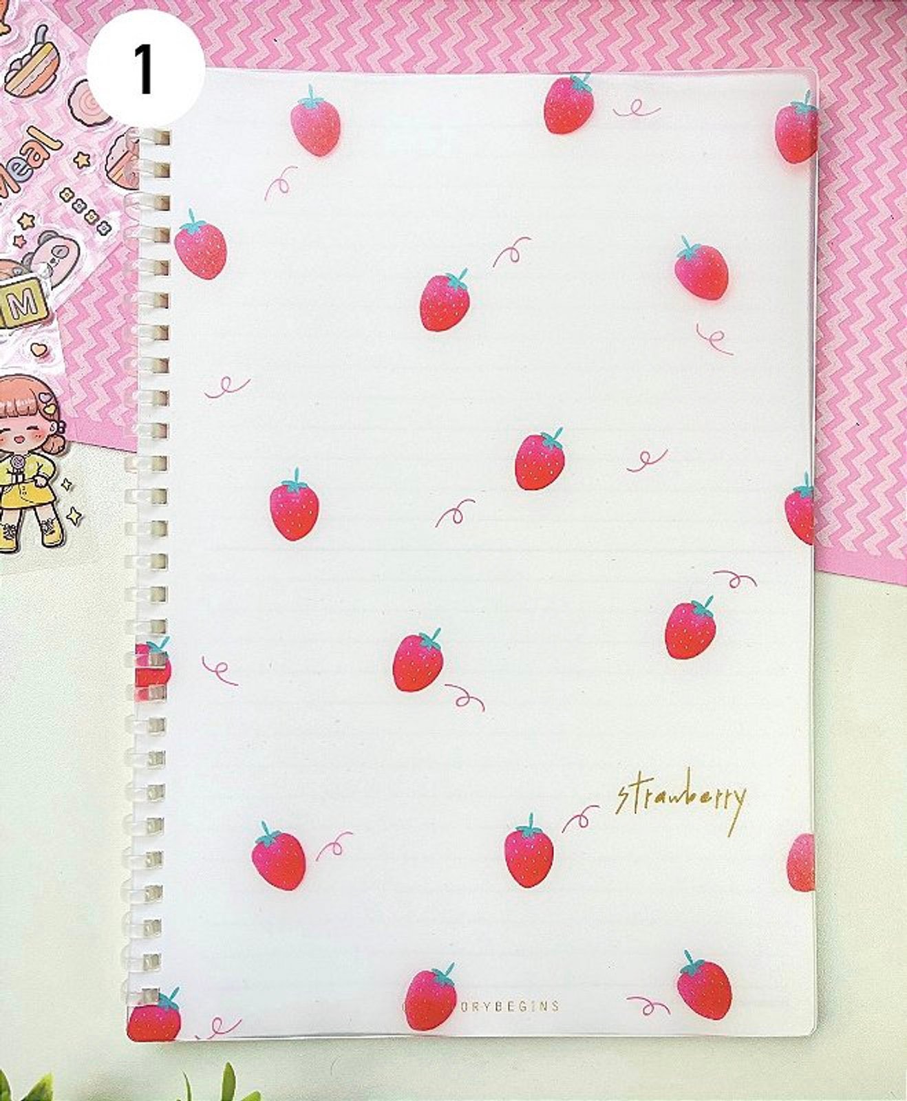 Caderno B5 Capa Plástica MORANGO 70 fls 17,5x25cm - IMPORTADO - UND