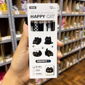Caneta Gel Estampada Gatinho Preto - IMPORTADO - CX 12 UND