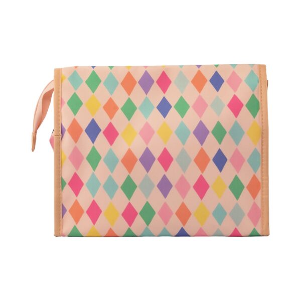 Necessaire Dobrável Salmão Losangos 26x11x21cm - FLORIE - UND