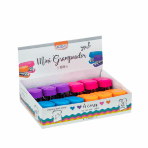 Grampeador Plástico Mini P/ 20 Folhas Cores Neon - BRW - CX 12 UND