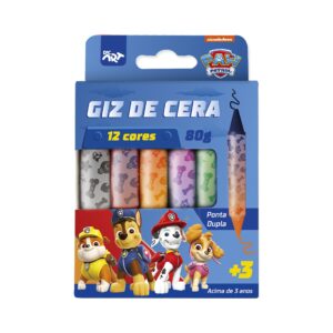 Giz de Cera Ponta Dupla 12 Cores Patrulha Canina Nickelodeon - DAC