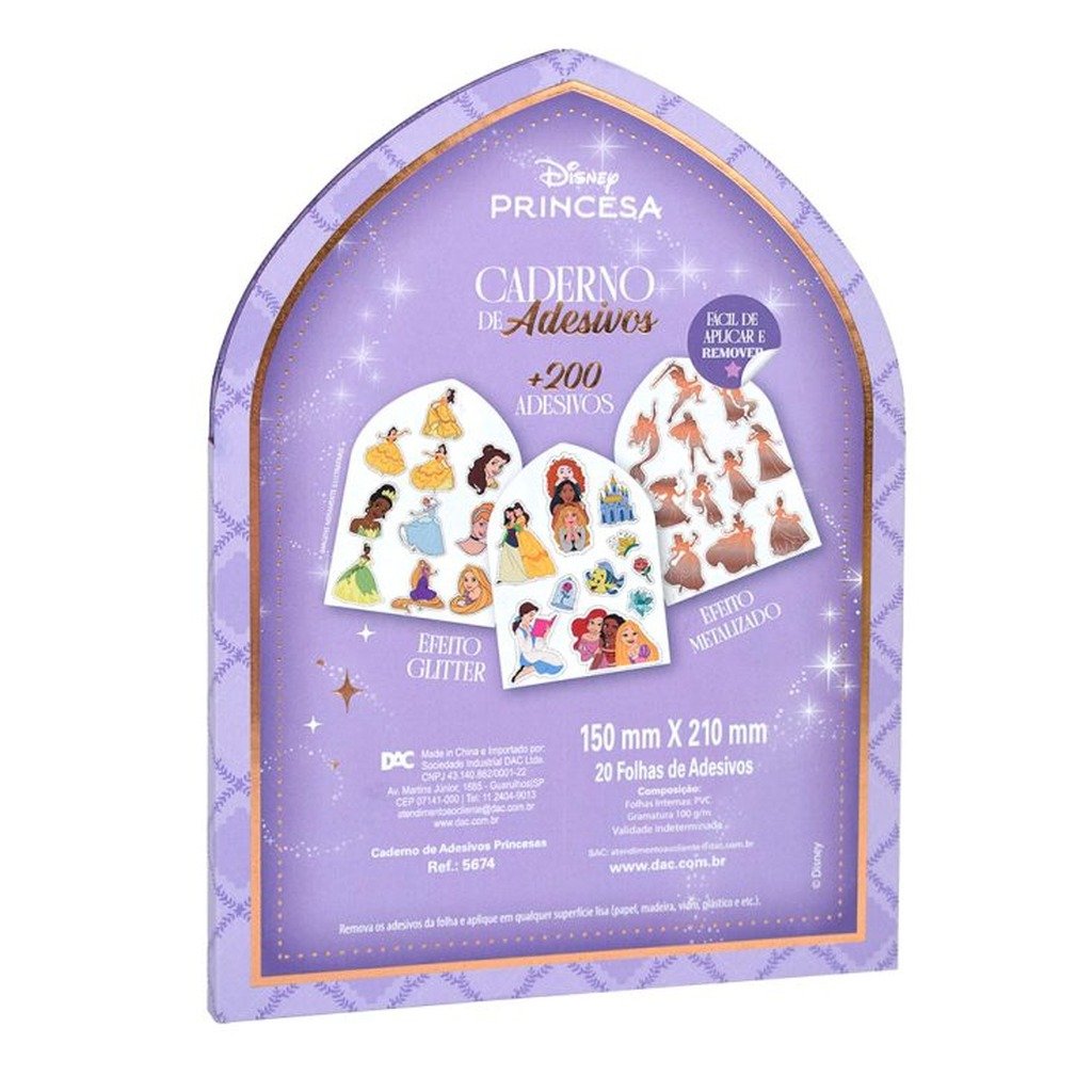 Caderno de Adesivos c/ + de 200 Und Princesas Disney - DAC