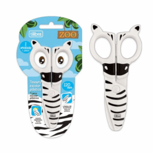 Tesoura Escolar Plástica 120mm Zoo Zebra Tilibra