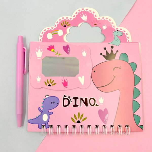 Kit Caderninho Dinossauro c/ Espelho + Caneta