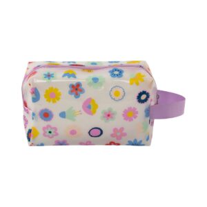 Necessaire Bauzinho Transparente Lilás Flores Coloridas 20x8x12cm - FLORIE - UND