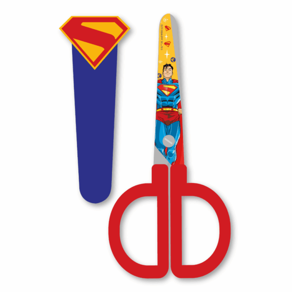 Tesoura Escolar Estampada C/ Capa Superman - LEO e LEO - BLISTER