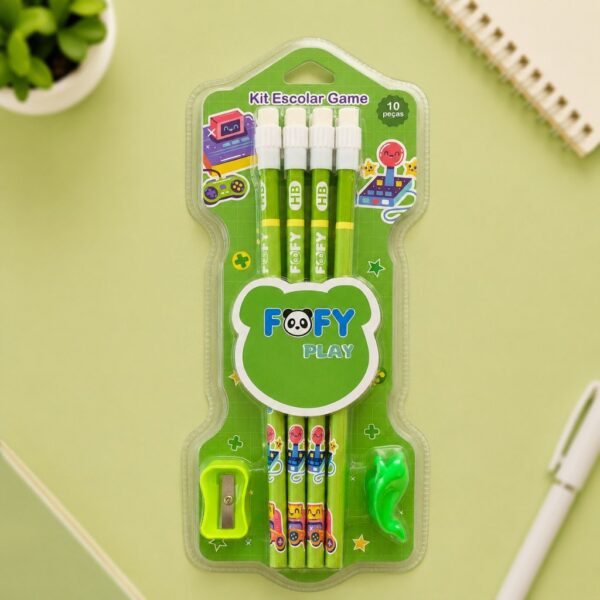 Kit Escolar Game 10 Peças - FOFY - BLISTER