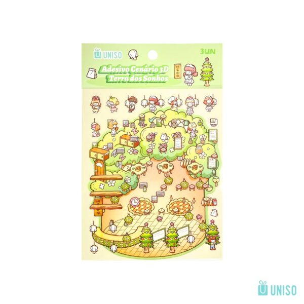 Adesivo Cenário 3D Terra dos Sonhos 3 Peças 12,5x15cm - UNISO - UND