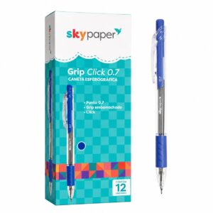 Caneta Click Esferográfica 0.7mm AZUL - SKYPAPER - CX 12 UND